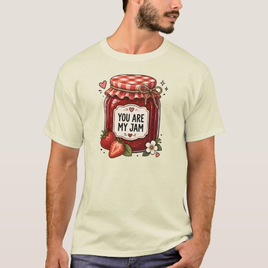 あなたは私のジャム 可愛いイチゴの瓶の美意識 Tシャツ (正面)