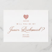 あなたは私のジュニアの花嫁のメイドピンクのハート 箔招待状 (正面)