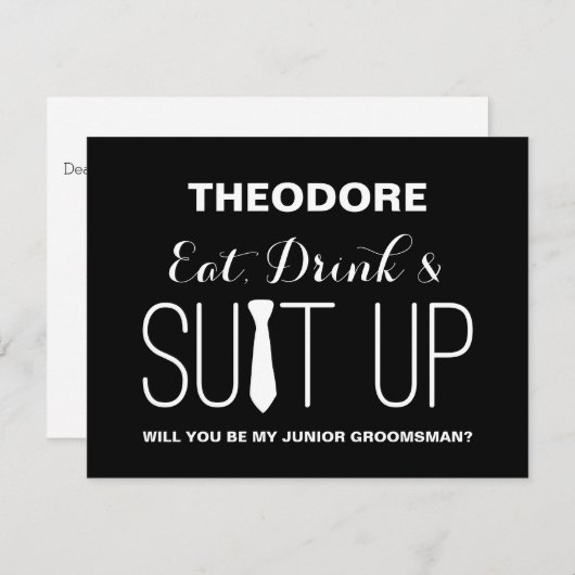 あなたは私のジュニア·グルームスマンになりますか？ | Groomsmanの複数形 招待状 (正面/裏面)