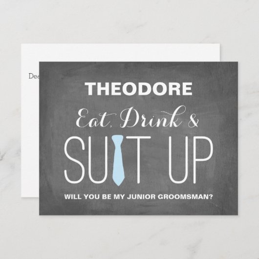 あなたは私のジュニア·グルームスマンになりますか？ | Groomsmanの複数形 招待状 (正面/裏面)