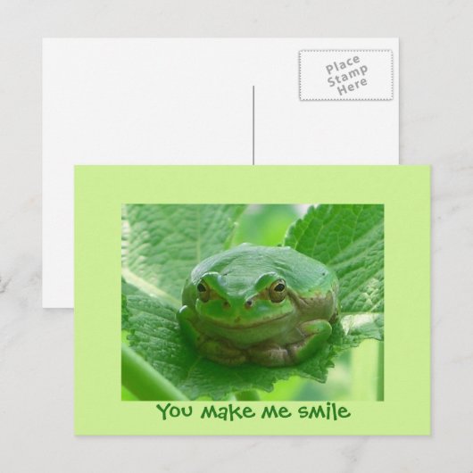 あなたは私のスマイルを作る – グリーンカエル ポストカード (正面/裏面)