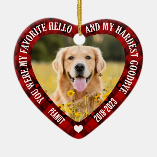 あなたは私のハローペお気に入りのット記念写真のクリスマスだった セラミックオーナメント (正面)