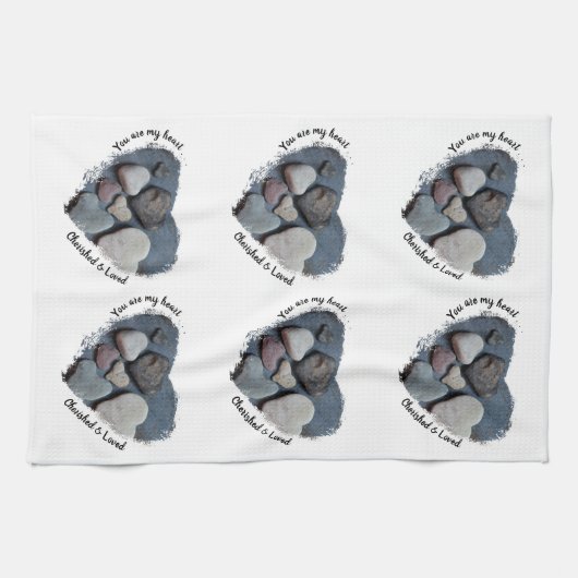あなたは私のハートだ。...ハート型の岩 キッチンタオル (横)