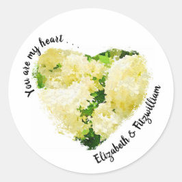 あなたは私のハートだ。....ホワイトアナベルアジサイ ラウンドシール