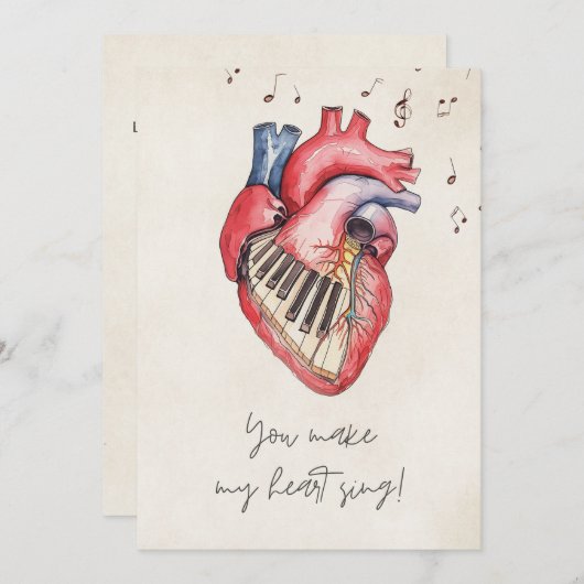 あなたは私のハートを歌わせるバレンタイン シーズンカード (正面/裏面)