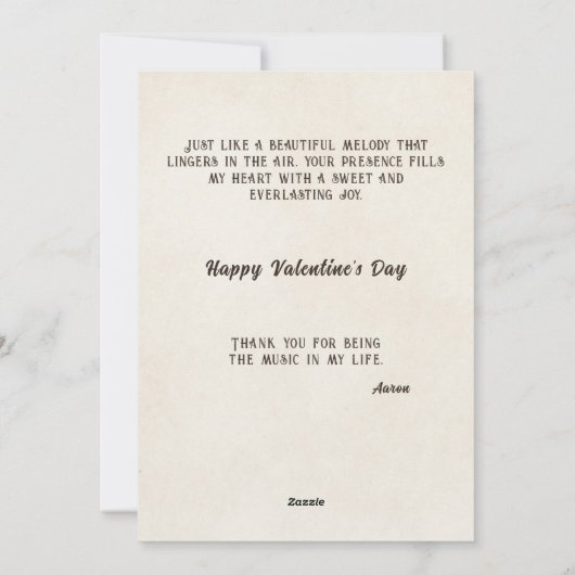 あなたは私のハートを歌わせるバレンタイン シーズンカード (裏面)