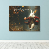 あなたは私のハートを盗んだ、ハート泥棒バニー キャンバスプリント (インサイチュ (ウッドフロア))