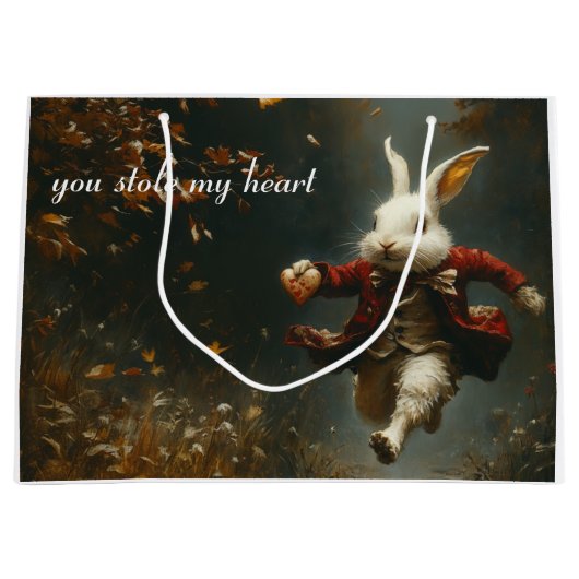 あなたは私のハートを盗んだ、ハート泥棒バニー ラージペーパーバッグ (正面)