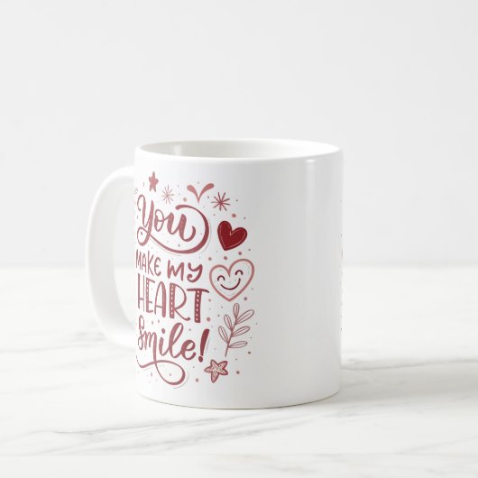 あなたは私のハートスマイルバレンタインタイポグラフィ コーヒーマグカップ (正面左)