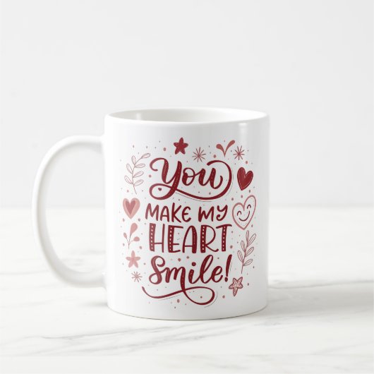 あなたは私のハートスマイルバレンタインタイポグラフィ コーヒーマグカップ (左)