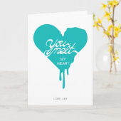 あなたは私のハートバレンタインデーのカード(ターコイズ) カード (黄色い花)