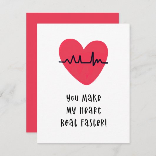 あなたは私のハートビートをより速くバレンタインデーの愛 シーズンカード (正面/裏面)