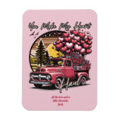 あなたは私のハートホールヴィンテージトラックのバレンタインを作る マグネット (縦)