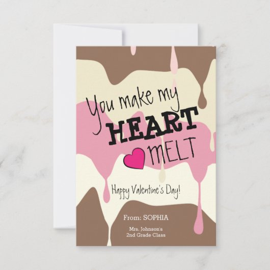 あなたは私のハートメルトクラスルームのバレンタインカードを作る 招待状 (正面)
