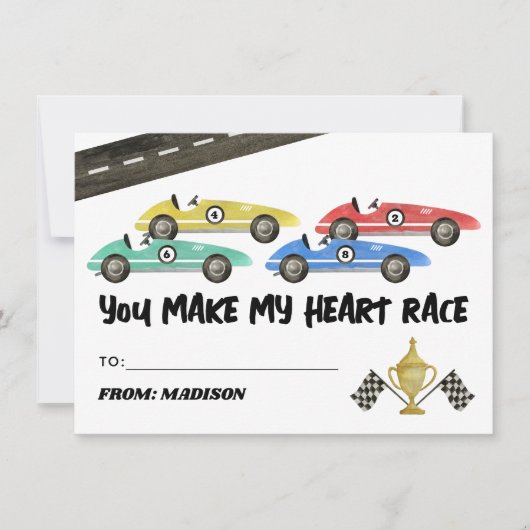 あなたは私のハートレース子供バレンタインデーのカードを作る シーズンカード (正面)