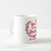 あなたは私のハートロマンチックな白のフローラ コーヒーマグカップ (正面左)