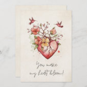 あなたは私のハート開花ハッピーバレンタイン シーズンカード (正面/裏面)