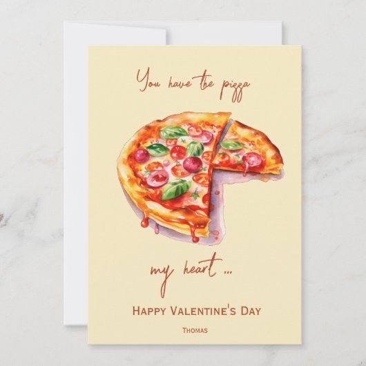 あなたは私のハート、バレンタインデーおもしろいのピザを持っている シーズンカード (正面)