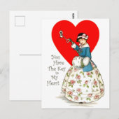 あなたは私のハート、ヴィンテージバレンタインの鍵を持っている ポストカード (正面/裏面)