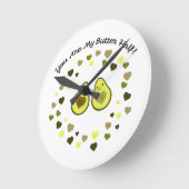 あなたは私のバター半分のアボカド ラウンド壁時計 (傾斜)