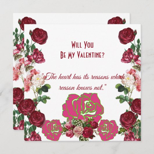 あなたは私のバレンタインの素朴バラヴィンテージカード (正面/裏面)