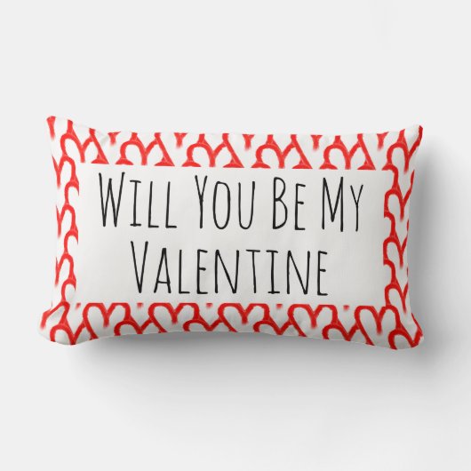 あなたは私のバレンタイン赤いハートタイポグラフィ ランバークッション (正面)