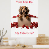 あなたは私のバレンタイン長い髪ダックスシュントハート ポスター (キッチン)