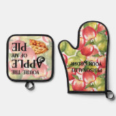 あなたは私のパイの水のリンゴの色のリンゴ 鍋つかみ&鍋敷きセット (正面)