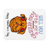 あなたは私のパウェントになるの？バレンタインドッグ冷蔵庫 マグネット (横)