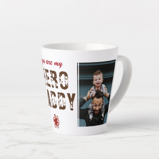 あなたは私のヒーローパパ父の日2フォトコラージュ カフェラテマグ (右アングル)