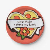 あなたは私のピザのハート ペーパープレート (正面)