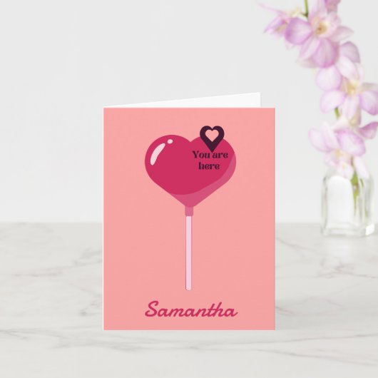 あなたは私のピンクのロリポップハート愛にいる カード (蘭)