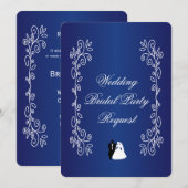 あなたは私のブライズメイドになってくれますか？（Royal Blue） 招待状 (正面/裏面)