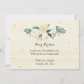 あなたは私のブライズメイドになってくれる？ アイボリーの水彩花イラスト 招待状 (裏面)