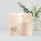 あなたは私のブライズメイドになってくれる? ピンクのブッシュ ゴールドのコンフェッティ 招待状 (スタンド正面)