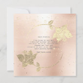 あなたは私のブライズメイドになってくれる? ピンクのブッシュ ゴールドのコンフェッティ 招待状 (裏面)