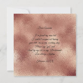 あなたは私のブライズメイドになってもらえますか？ピンクゴールドローズガラス豪華 招待状 (裏面)