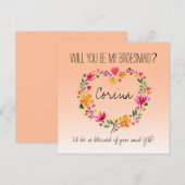あなたは私のブライズメイド フラワー ハート ウェア 招待状 (正面/裏面)