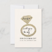 あなたは私のブライドメイドカードになりますか – Glitリングや輪Fab W 招待状 (正面)