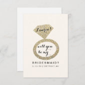 あなたは私のブライドメイドカードになりますか – Glitリングや輪Fab W 招待状 (正面/裏面)