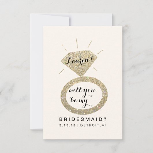 あなたは私のブライドメイドカード – Glit Diamond FabW 招待状 (正面)