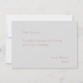 あなたは私のブライドメイドバラ金ゴールドスクリプトグレー 招待状 (裏面)