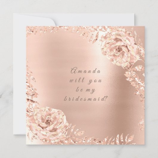 あなたは私のブライドメイドバラ金ゴールドリースピーチになる 招待状 (正面)