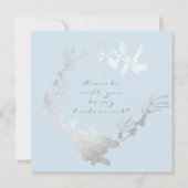 あなたは私のブライドメイドブルーパステルグレーリース 招待状 (正面)