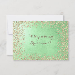 あなたは私のブライドメイドミント金ゴールドシャンペーン 招待状