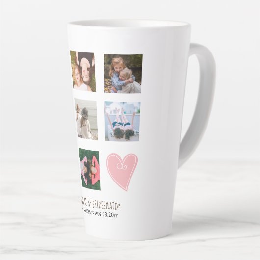 あなたは私のブライドメイド写真コラージュBFFギフトになる カフェラテマグ (右アングル)