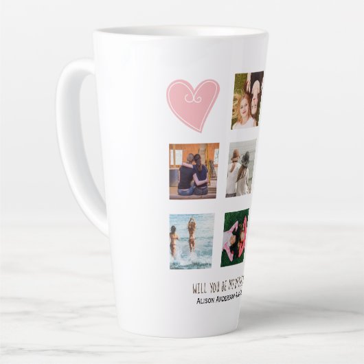 あなたは私のブライドメイド写真コラージュBFFギフトになる カフェラテマグ (左アングル)