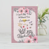 あなたは私のブライドメイド水の色のフローラスクリプト 招待状 (スタンド正面)