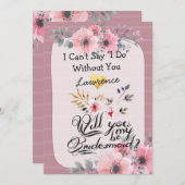 あなたは私のブライドメイド水の色のフローラスクリプト 招待状 (正面/裏面)