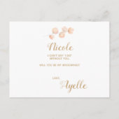 あなたは私のブライドメイド赤面開花水色 インビテーションポストカード (裏面)